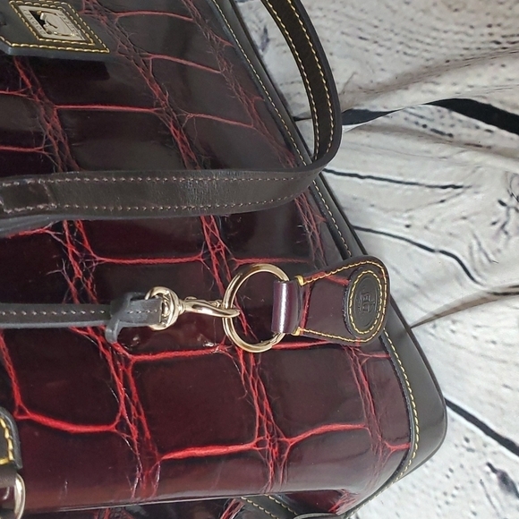 Dooney & Bourke Croc Emboss Leather Tassel Tote in Cognac - Picture 6 of 6